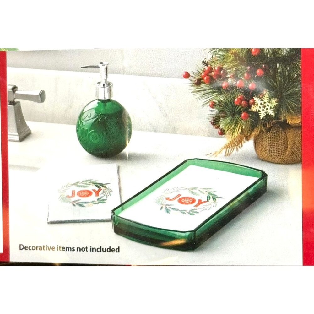 Holiday Collection 3-Pc Bath Accessory Set With Tray Napkins & Soap Pump
